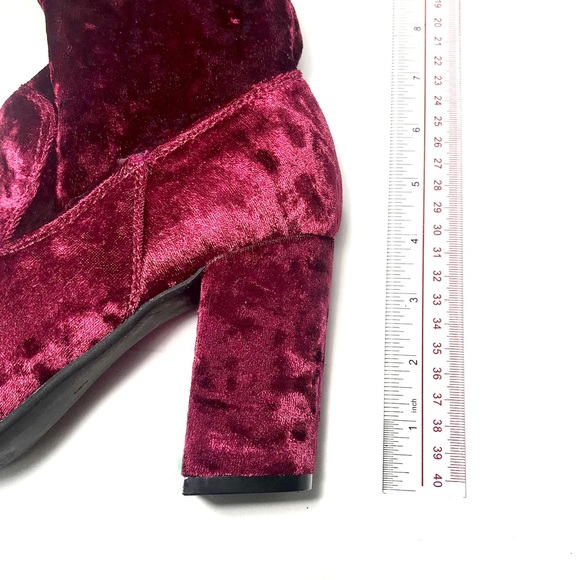 Hot red velvet over knee thigh high heeled boots - Picture 7 of 8